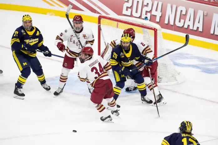 Boston College meets media before NCAA men's hockey title game